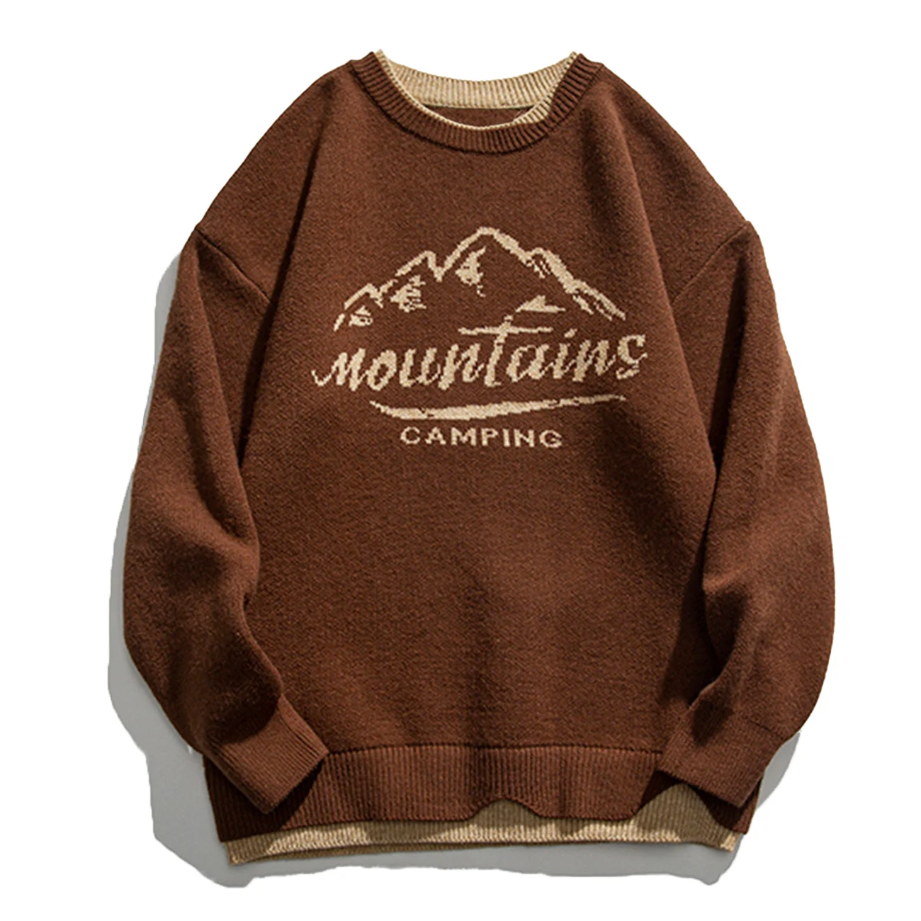 

LACIBLE Mountain Embroidery Sweater Oversize Warm Elasticity Sweater Men Women Autumn Winter Thin New Fashion Soft Knit Sweater