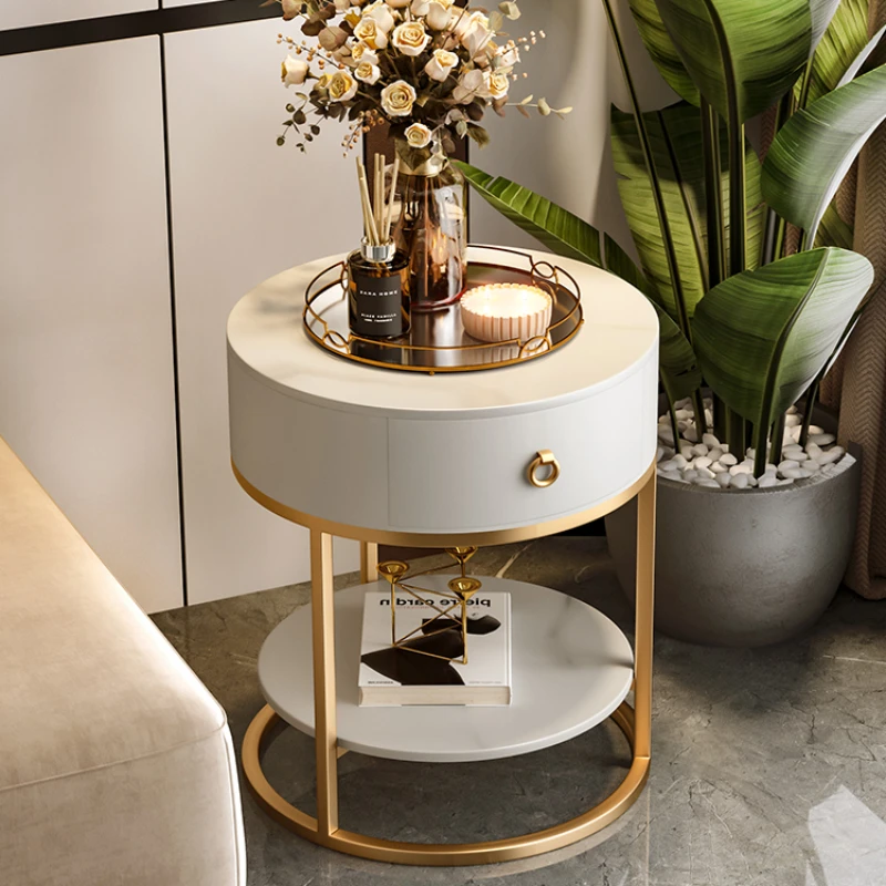 

Xl Minimalist Light Luxury Sofa Side Table Living Room Balcony Stone Plate Drawer Small Coffee Table
