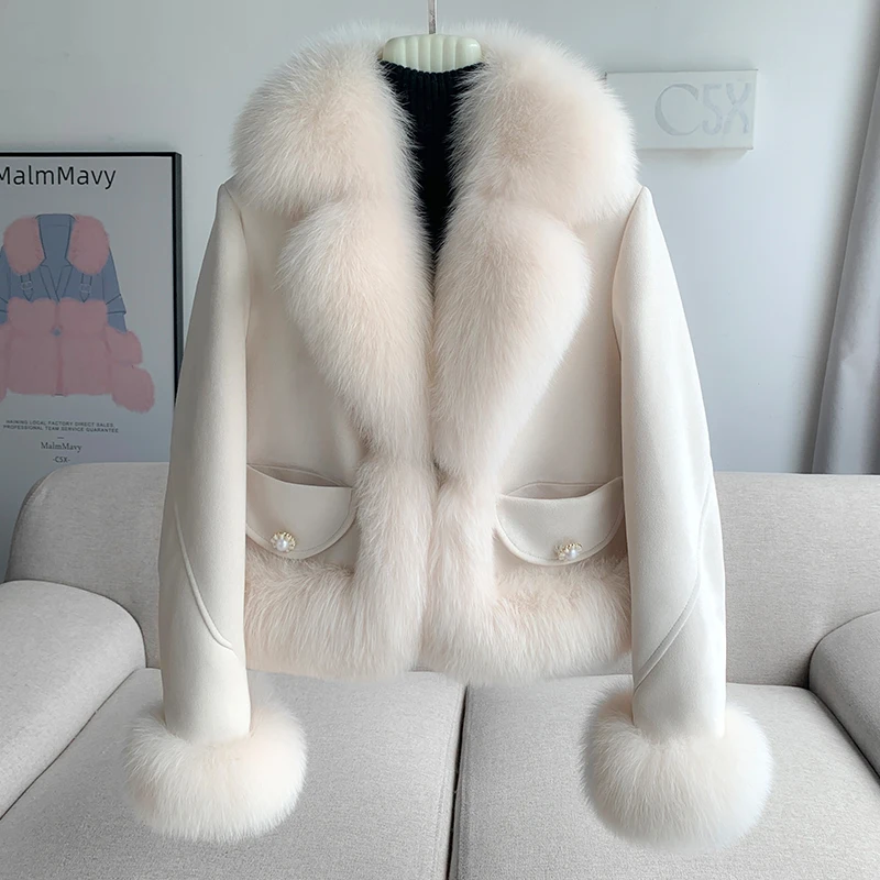 

PUDI New Fashion Design Real Fox Fur Collar Warm Coat Duck Down Lining Winter Women Jacket CT306