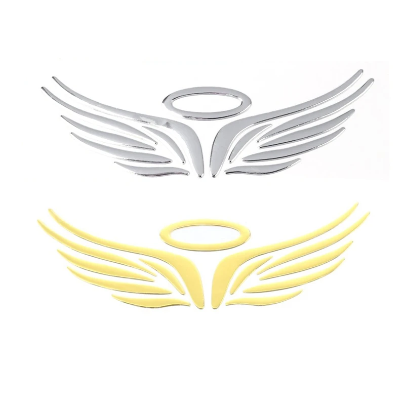 

2Pcs 3D Chrome Angel Wing Sticker Decal Auto Car Emblem Decal Decoration - Silver & Gold