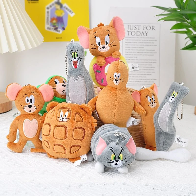 

Anime Movie Tom and Jerry Bag pendant Plush Toy Cute Cat and Mouse Doll Creative Keychain Christmas gifts for family