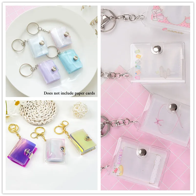 

1 inch 2 inch Small Photo Album Mini Photos Collect Book Creative Card Holder With Keychain Storage Card Bag Photocard Holder