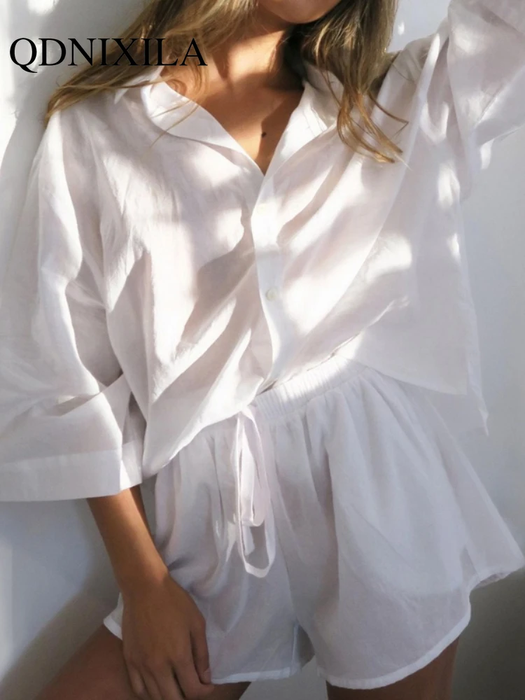 

Mini Shorts Suit Two Piece Set Summer Tracksuit Women 2022 Lounge Wear Shorts Set Short Sleeve Shirt Tops and Loose Shorts Suit