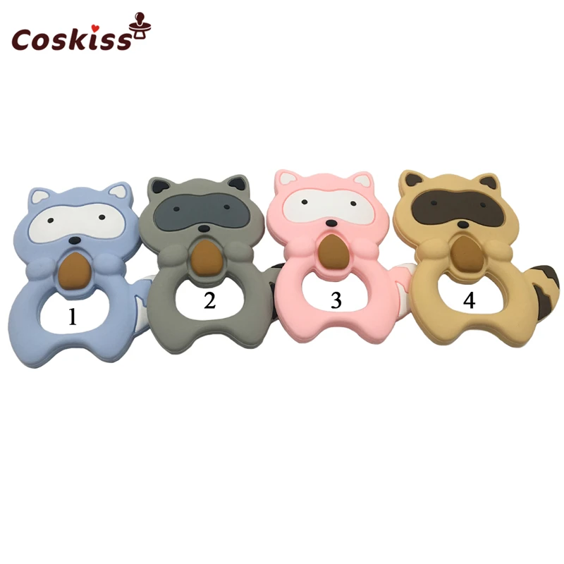 

Siilicone Raccoon Beads Food Grade Silicone DIY Teething Necklace Baby Gifts Pacifier Clips Accessories Beads