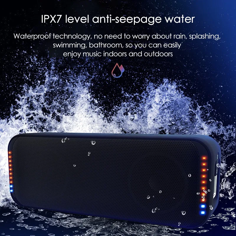 

IPX7 Водонепроницаемая Bluetooth-колонка, 10 Вт Hifi, мощный низкий звук, музыкальный ритм-лампа, портативная динамика Bluetooth-Колонка s