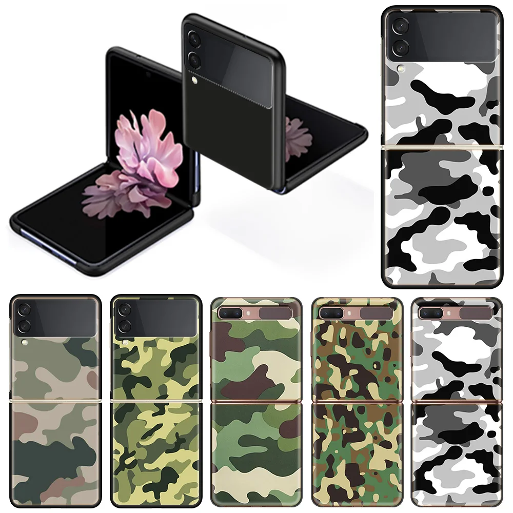 

Camouflage Camo Military Case for Samsung Galaxy Z Flip3 5G Flip 4G Shockproof Capa 6.7 Inches Black Hard PC ZFlip 3 Phone Cover