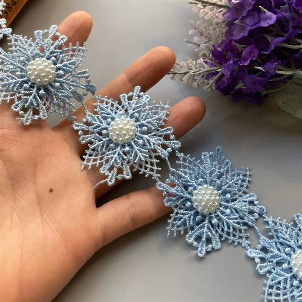 20X синий жемчуг цветок ручной работы вышитые бисером кружева бабочка Снеговик