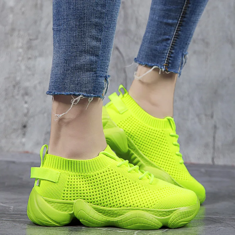 2023 Summer Hot Sale Mesh Yellow Men's Sock Sneakers Breathable Light Running Shoes Men Size 35-44 Non-slip Sport Shoes Women