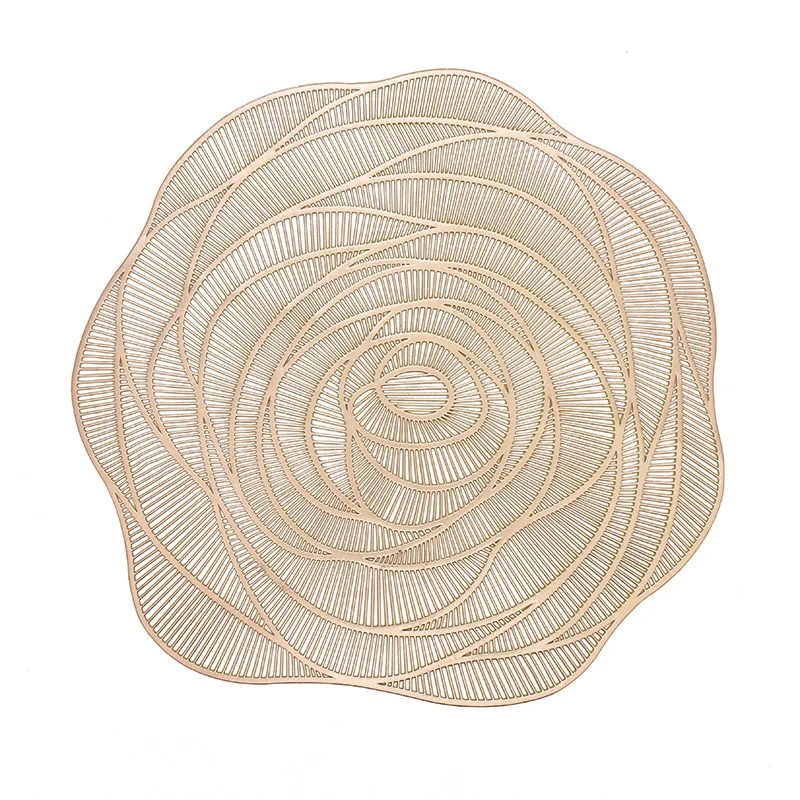 

PVC Hollow Insulation Mat Decoration Table Mat Rose Shape Party Placemat Insulation Coaster Restaurant Household Table Pad