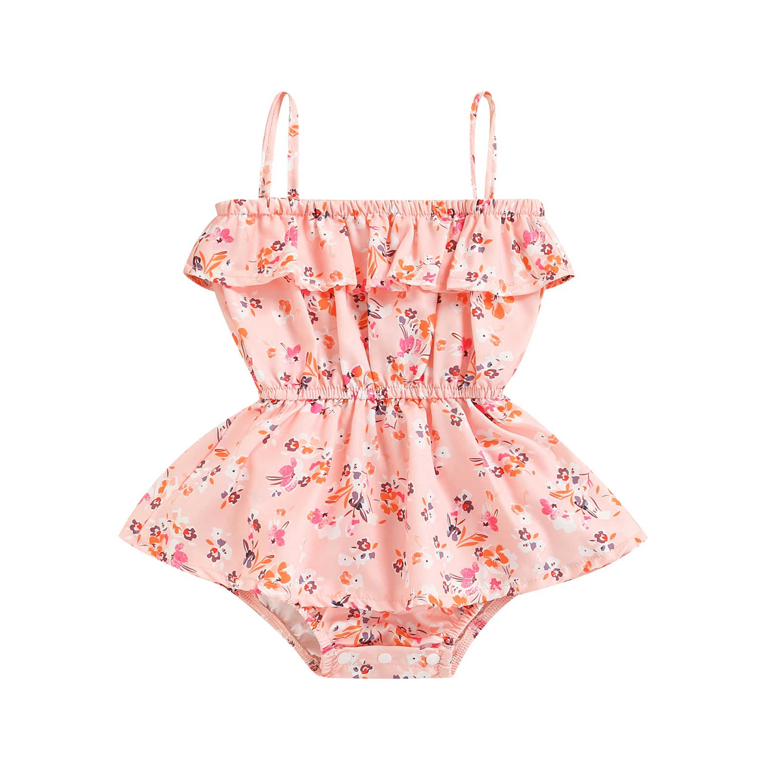 

Lovely Kid Baby Girl Clothing Cotton Playsuit Square Neck Elastic Waist Skirt Pleated Collar Triangle Crotch Bodysuit for Summer