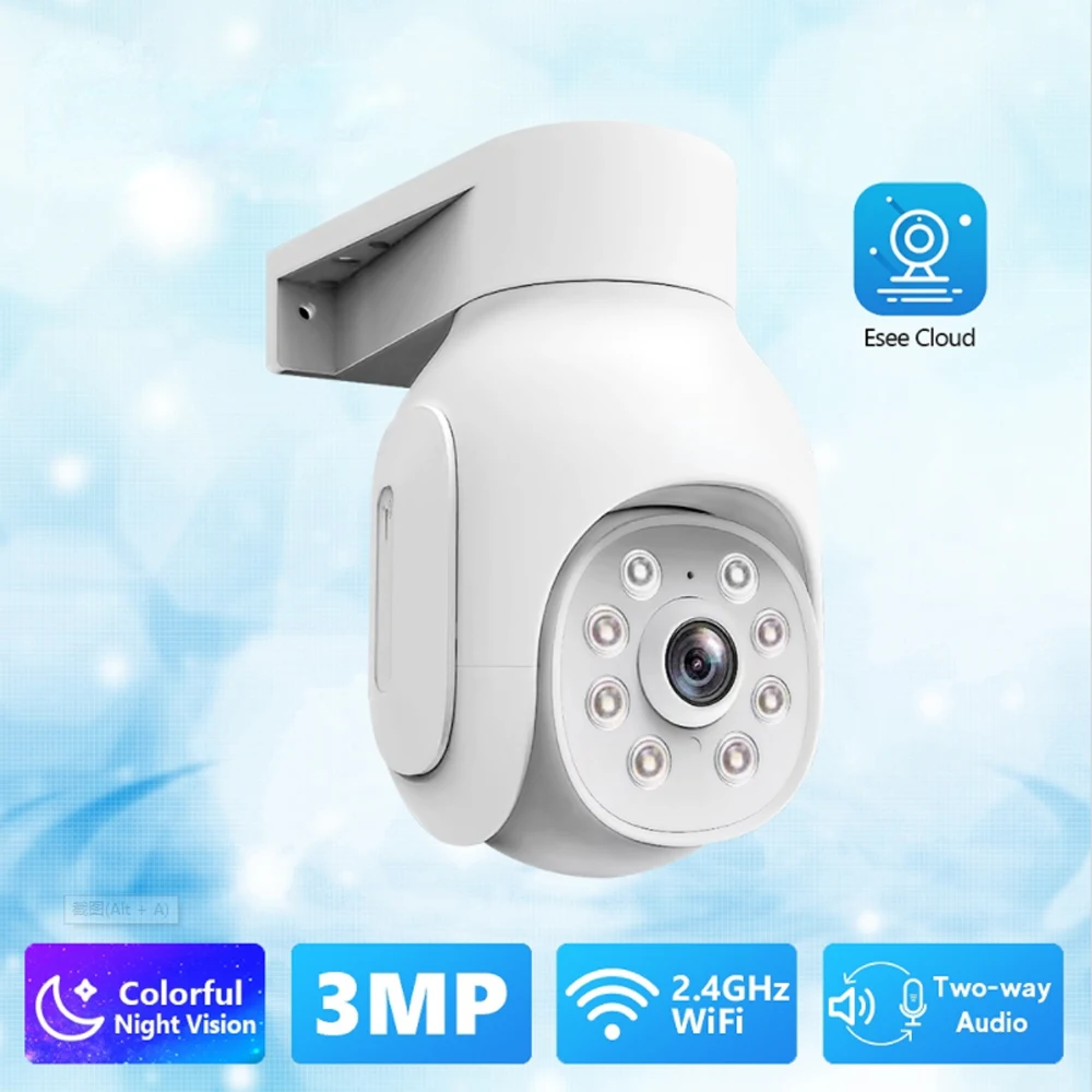 

3MP PTZ Outdoor 360 degree Wifi Surveillance Cameras Wireless Security Camera IP Color Night Vision Audio Indoor Home