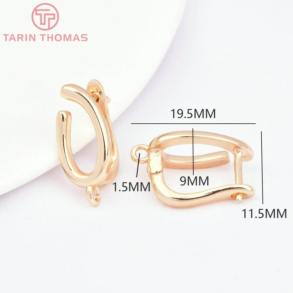 (4505) 4 шт. 9x19 5 мм 24-каратного золота латунная нерегулярная застежка для сережек