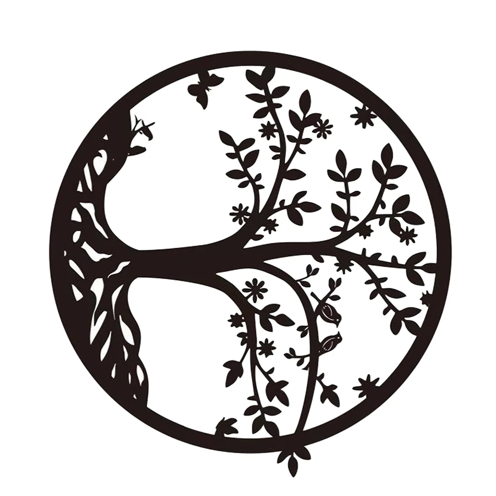 

Wall Tree Metal Decor Life Hanging Room Sculpture Silhouette Spiritual Family Iron Sign Decoration Animal Garden Bird Black