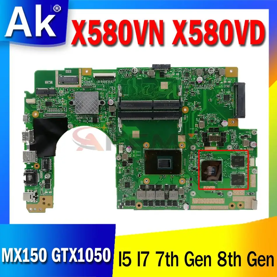 

Материнская плата X580VN X580VD MX150 GTX1050 GPU I5 I7 7-го поколения для ASUS X580 X580V X580VD X580VN материнская плата для ноутбука