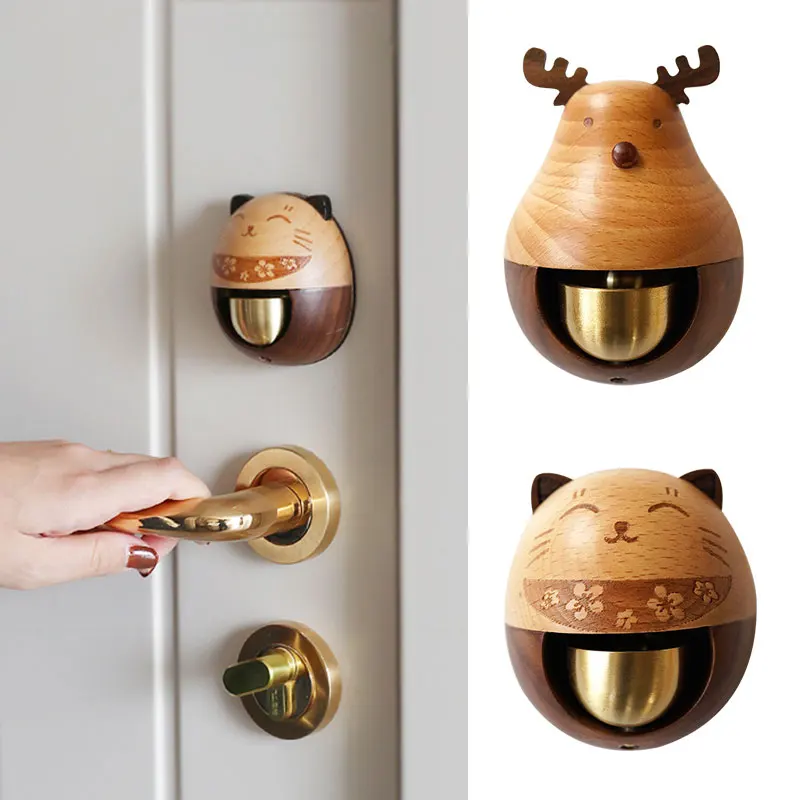 

Entrance Home Elk For Wind Doorbell Wind Bells Chimes Decor Doorbell Japanese Wooden 풍경종 Hanging Cat Bell Reminder Wireless
