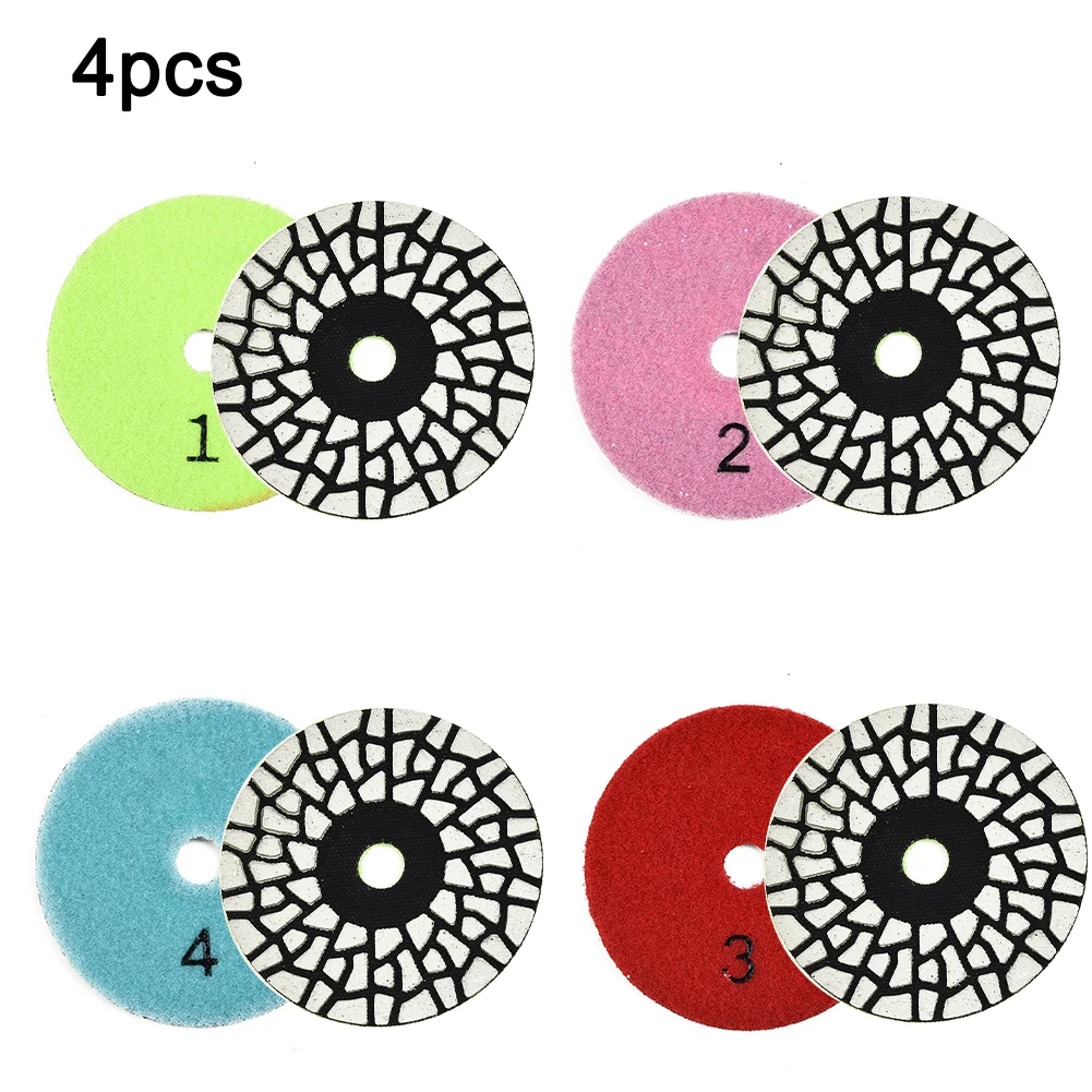 

4pcs 100mm 4 Steps Diamond Dry Polishing Pads For Terrazzo Granite Marble Quartz Cement Floor Abrasive Polishing Tool