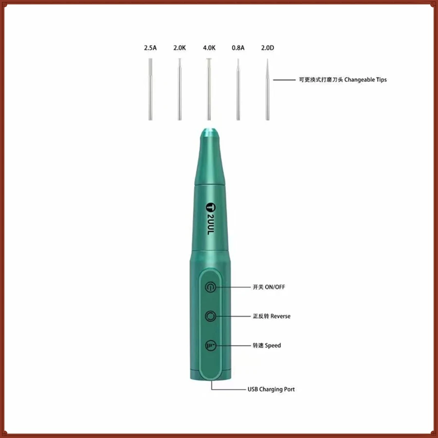 

2UUL Electric Chargeable Polish Pen DA81 for Phone Motherboard CPU Screen Repair Professional Drill Grinding Disassembly ToolSet