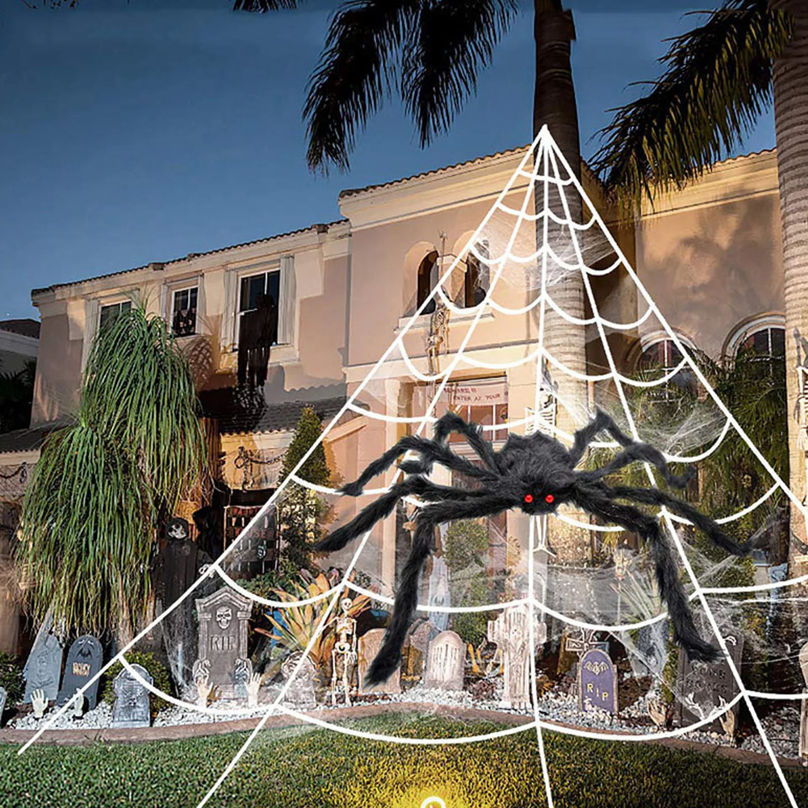 

Гигантская паутина, большой паук, стрейчевая паутина, двор, украшения на Хэллоуин, уличный Декор на Хэллоуин, полезный треугольный Мега паут...