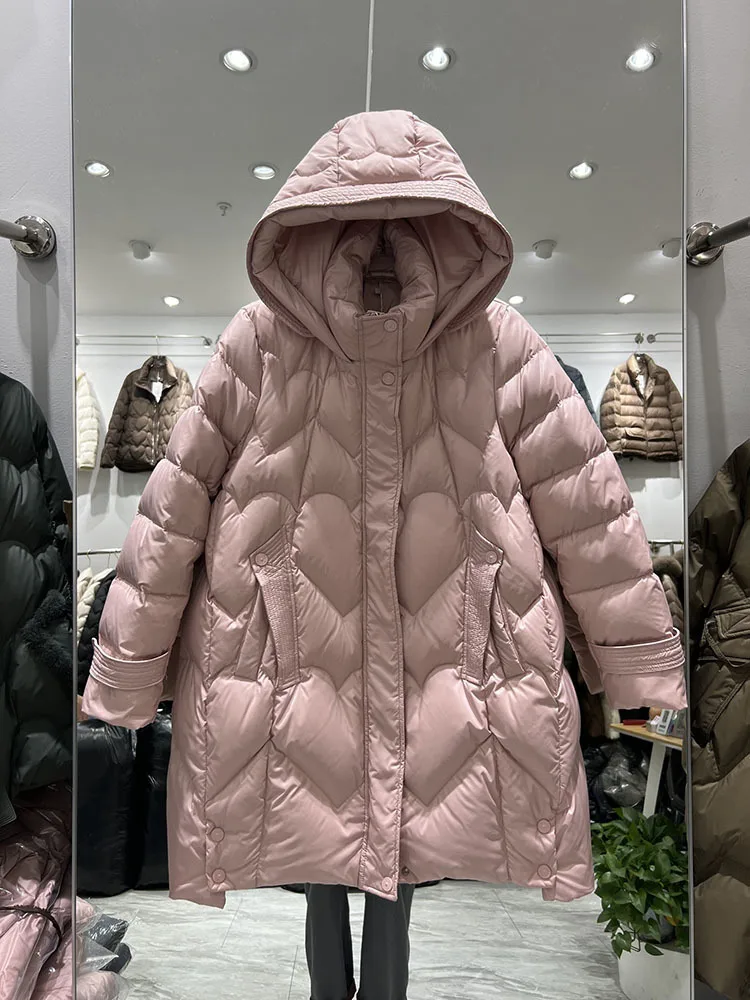 Зимняя длинная пуховая куртка с капюшоном
