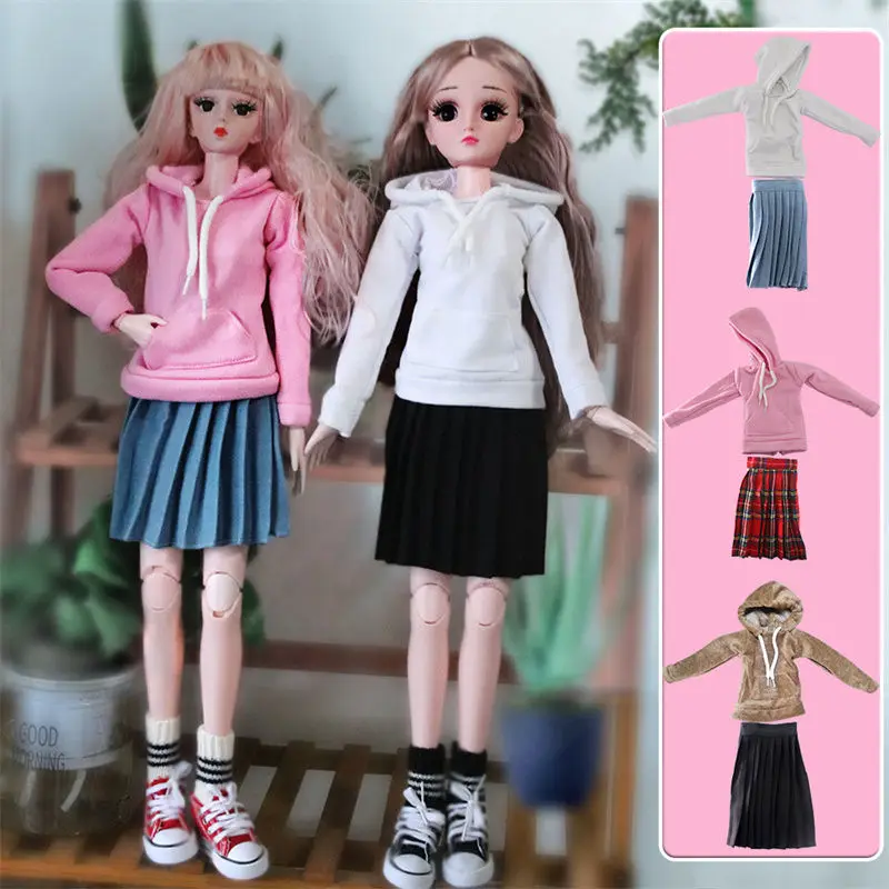 

60 см аксессуары для кукольной одежды 1/3 Bjd кукольная Толстовка и комплект с плиссированной юбкой аксессуары для кукольного домика