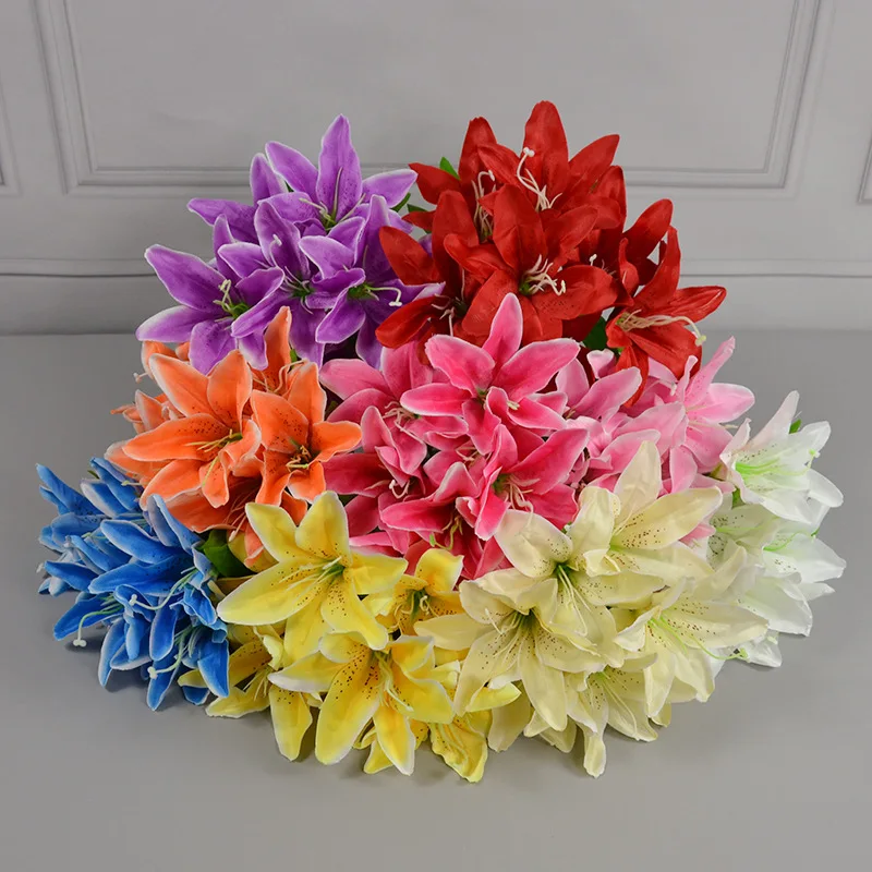 

Artificial 7 head lily put flower festival hand-held flower wedding flower wall flower arrangement living room decoration