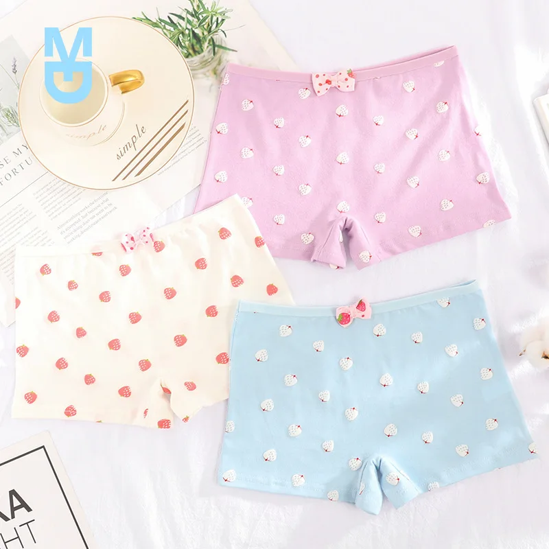 

New Hot Sale Panties young girls Underwear Free Shipping teenagers strawberry short Boxers panties Safety of pants 6pc/lot