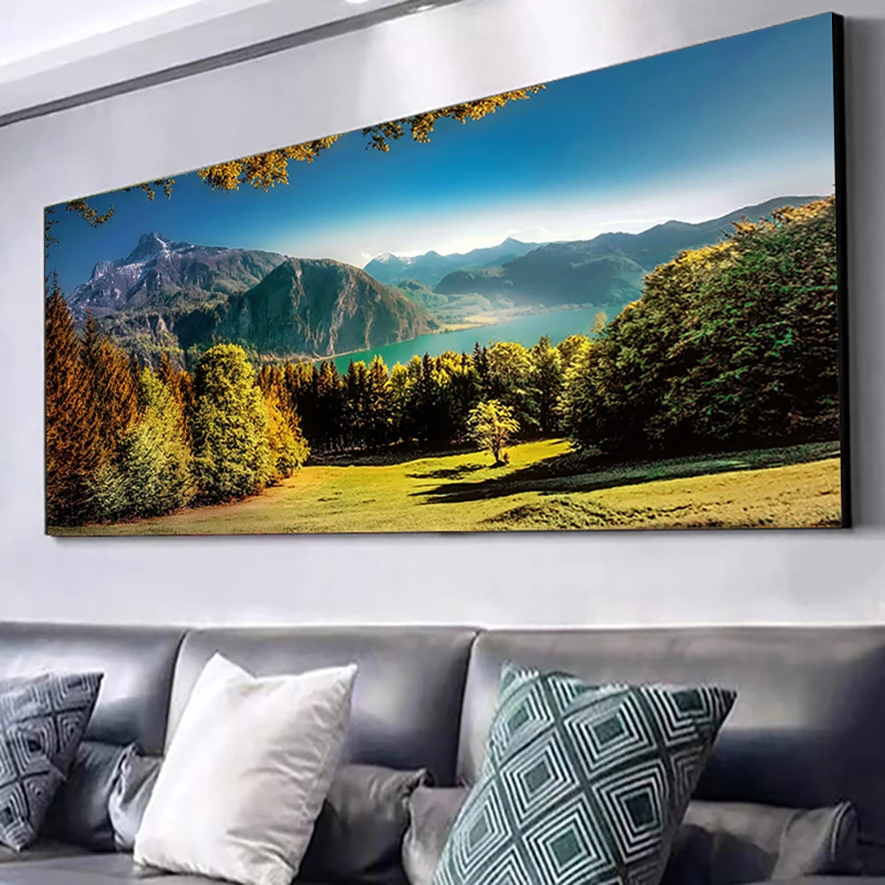 

Mountain Lake Woods Landscape Picture Art Large Size Poster Canvas Painting Living Room Bedroom Wall Poster Painting Home Decor