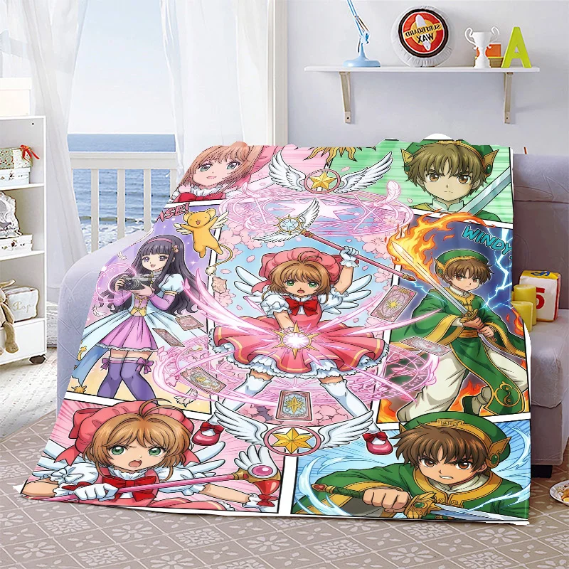 Фото Мягкое фланелевое одеяло Cardcaptor Sakura, теплое, уютное, легкое одеяло для дивана, кровати, домашнего декора -QJY №5
