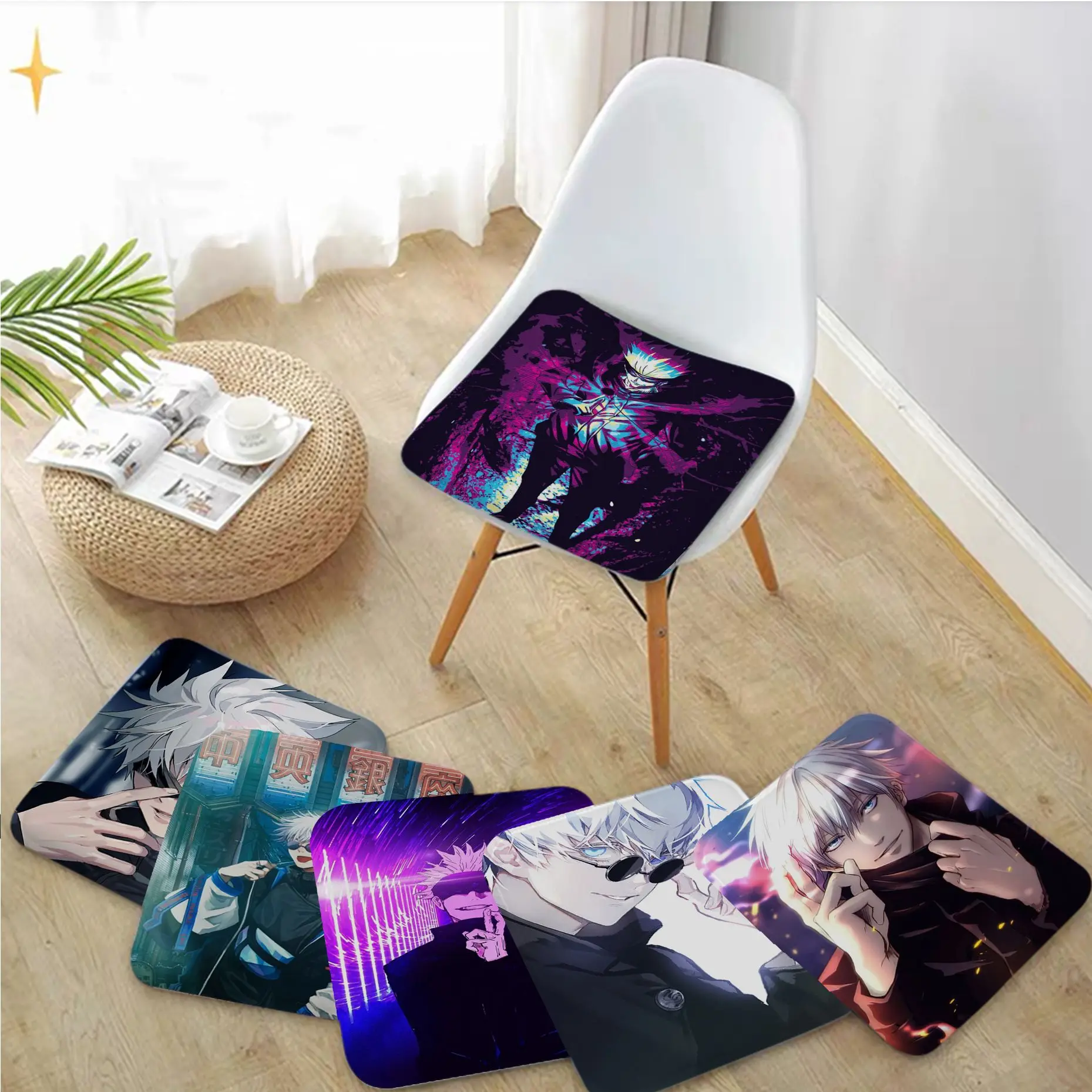 

Satoru Gojo Round Seat Cushion Office Dining Stool Pad Sponge Sofa Mat Non-Slip Seat Mat