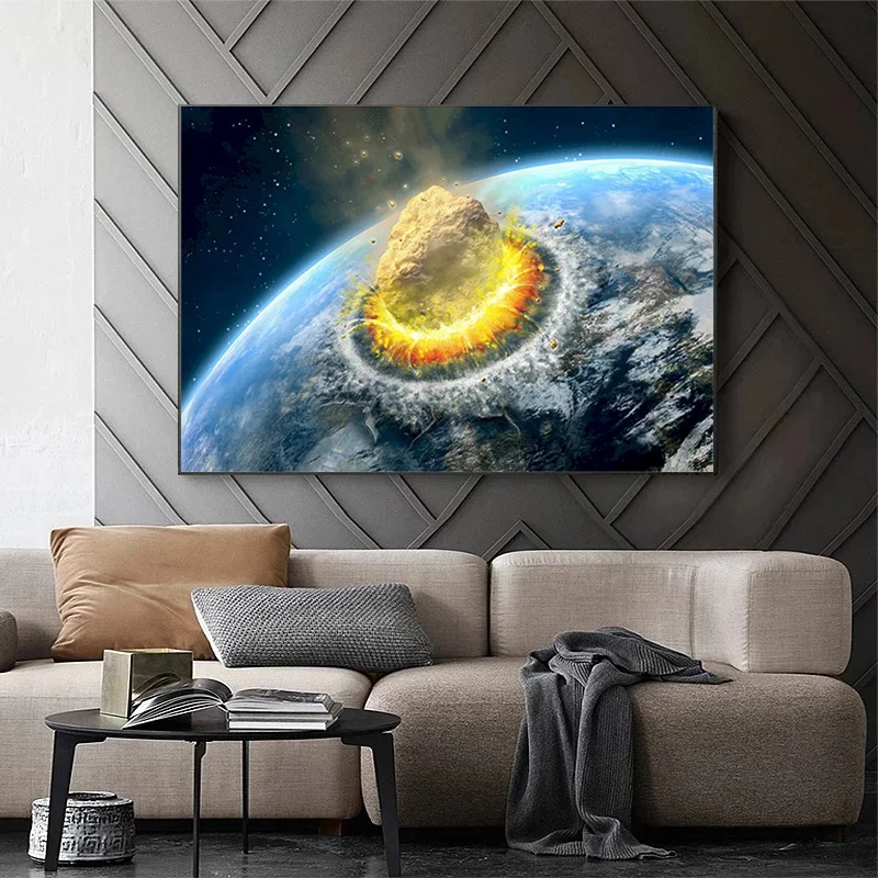 Космическая Луна и Вселенная звездная планета земля пейзаж холст живопись