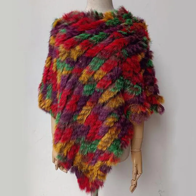 Женская зимняя шаль из кроличьего меха