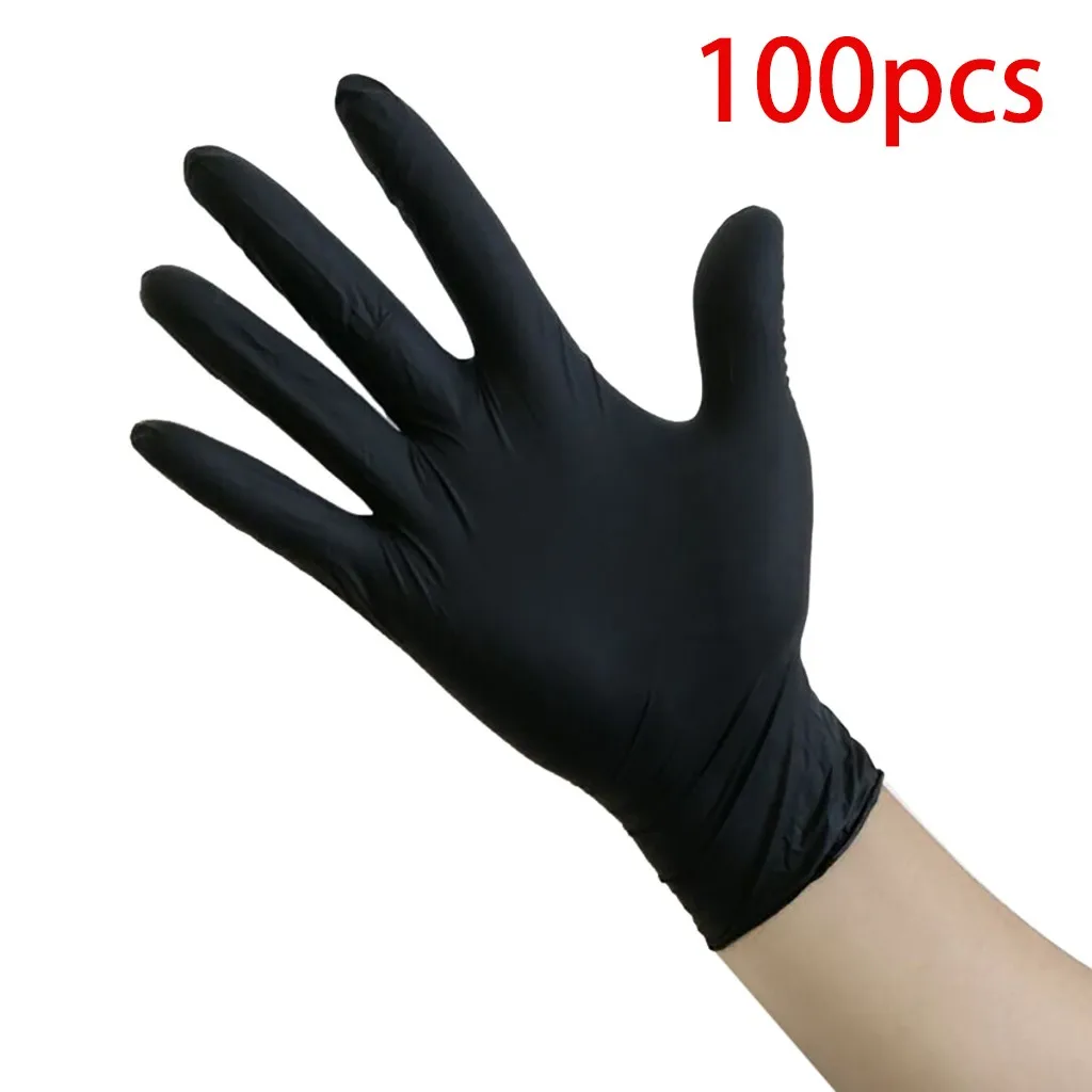 

100 pcs Disposable Nitrile Gloves Work Glove Food Prep Cooking Gloves / Kitchen Food Waterproof Service Cleaning Gloves Black