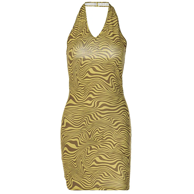 

Sexy Women's Dresses New Spring Summer Fashion Slim Side Cutout Halter Open Back Mid Waist Midi Dress Free Shipping