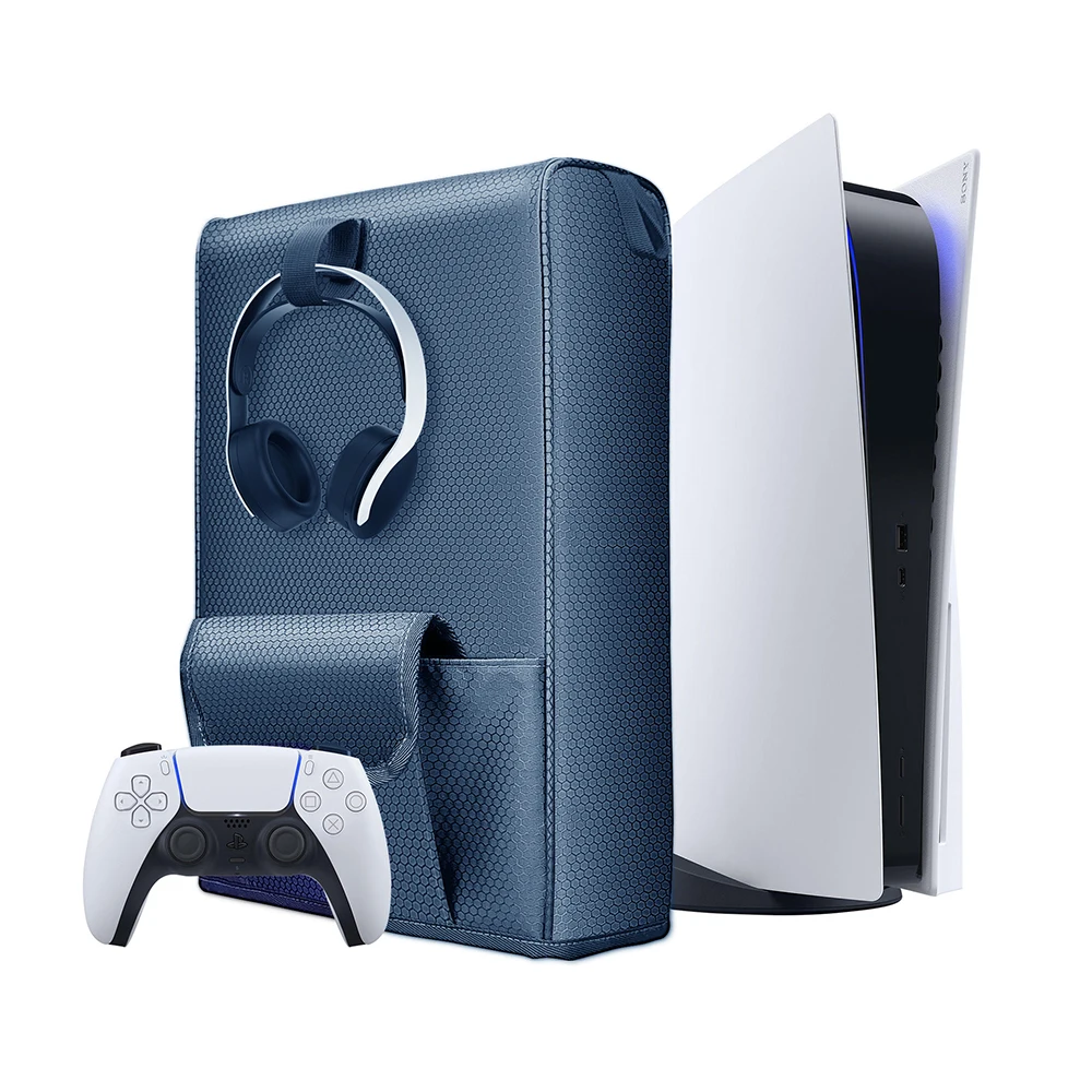 

Защитный чехол, совместимый с PlayStation 5, с держателем для контроллера PS5 крючок для гарнитуры и PS5, Пылезащитный Водонепроницаемый Чехол