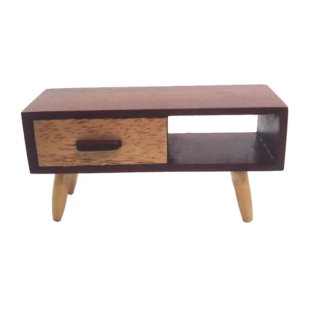 

1:12 Scale TV Cabinet Wood Dollhouse Miniature with Drawers Bedroom Decor Furniture Model Bedroom Dining Room Life Scene