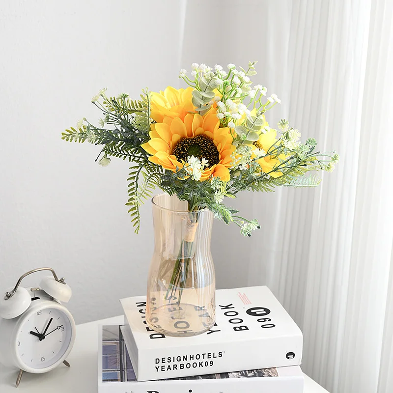 

1 pcs Simulation sunflower holding flowers bridesmaid silk flower ball wedding hydrangea Jane European bouquet wholesale