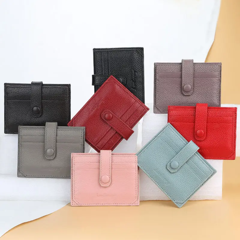 2022 hot selling ultra-thin leather card holder female multi-function mini multi-card credit card holder male bank card holder