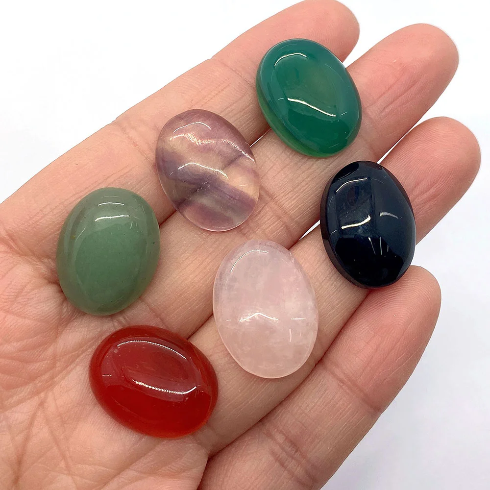 

5pcs/Bag Natural Stone Red Agate Green Aventurine Cabochon Bead Oval 15x20mm Charm Jewelry DIY Pink Crystal Ring Patch Accessory