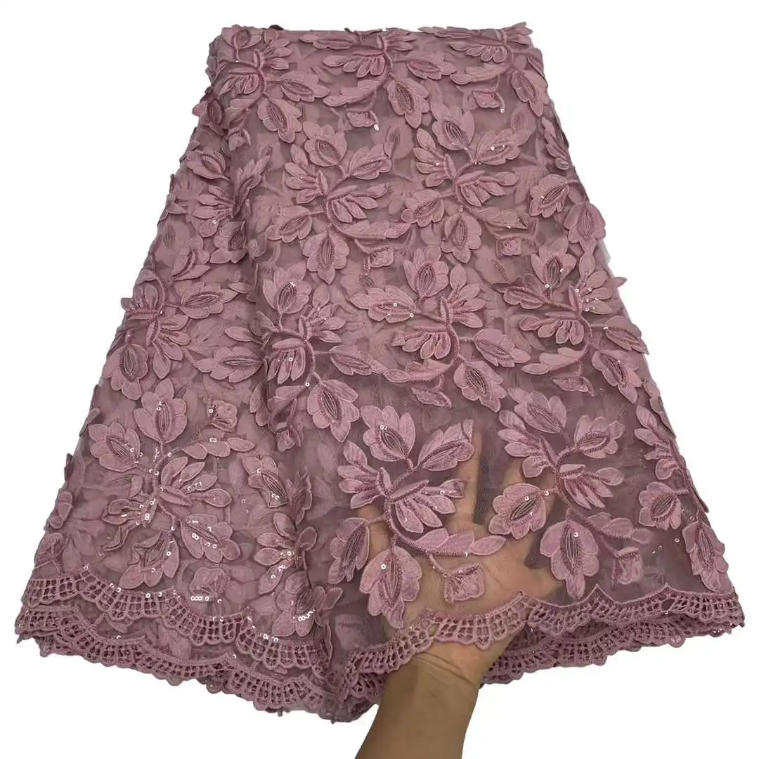 

Новое поступление, нигерийское французское молочное Шелковое кружево, Сетчатая Ткань 5 ярдов, африканская 2022, высококачественное Тюлевое кружево для свадебного платья и выпускного вечера