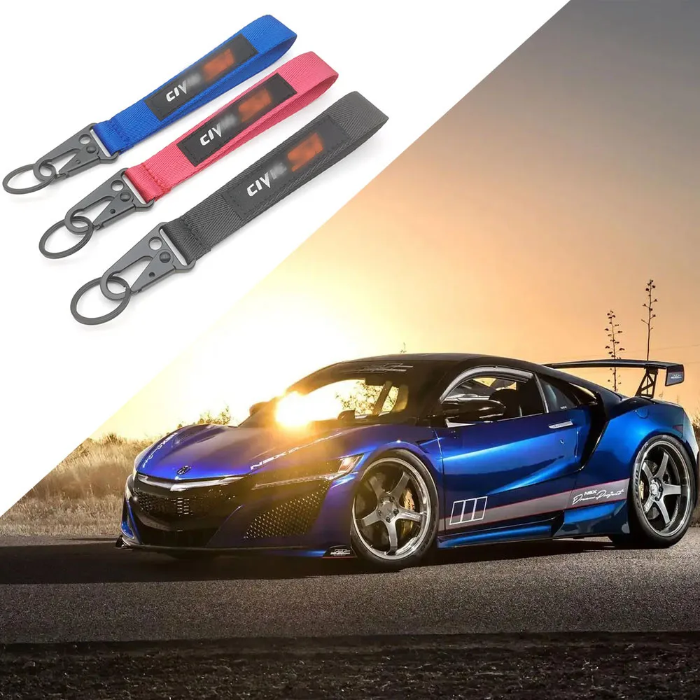 

Hot Sell Car Keychain Sewing Key Lanyard Spring Clip Keyring Fit For Honda Civic EK EG 8th 10th 2001-2022 Key Holder Accessory