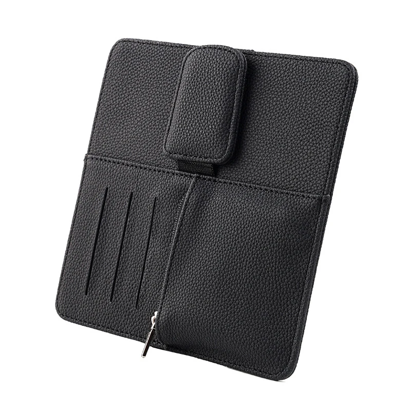 

Car Sun Visor Mutifunction Clip Leather Material Sunglasses Eyeglass Card Ticket Storage Bag Auto Interior Decoration Accessory