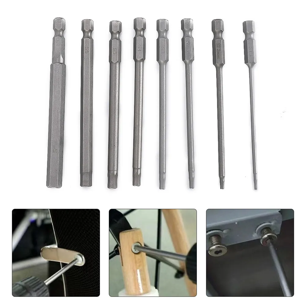 

8Pcs 1/4" Hex Shank Head Allen Wrench Screwdriver Socket Bit Metric Magnetic Screwdriver Bits Set High Quality