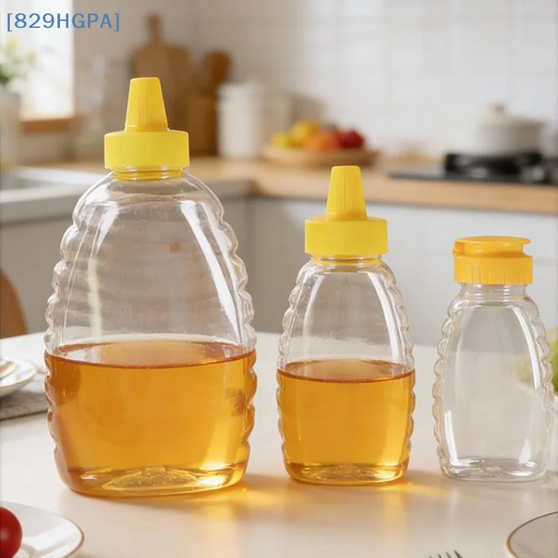 Фото 【HGPA】Прозрачные многоразовые пластиковые бутылки с медом, держатель для бутылок с медом с крышкой, дозирующая банка для меда №2