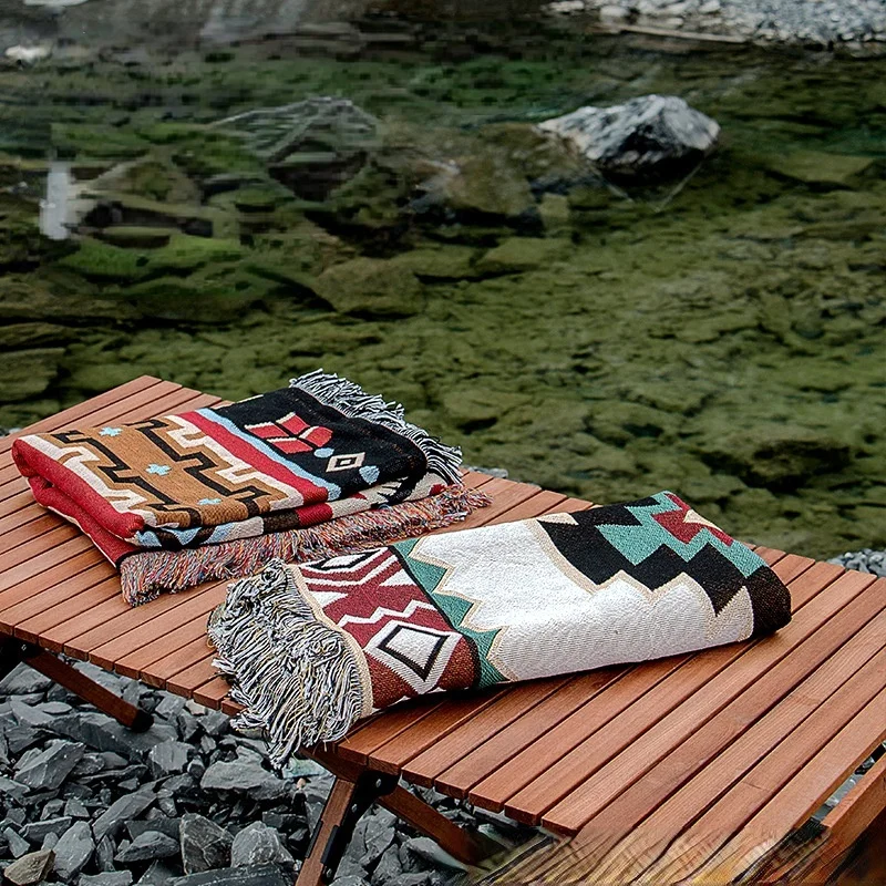 

Одеяло с бахромой для кемпинга, для кровати, этнический наружный коврик для пикника, многофункциональное одеяло в европейском стиле