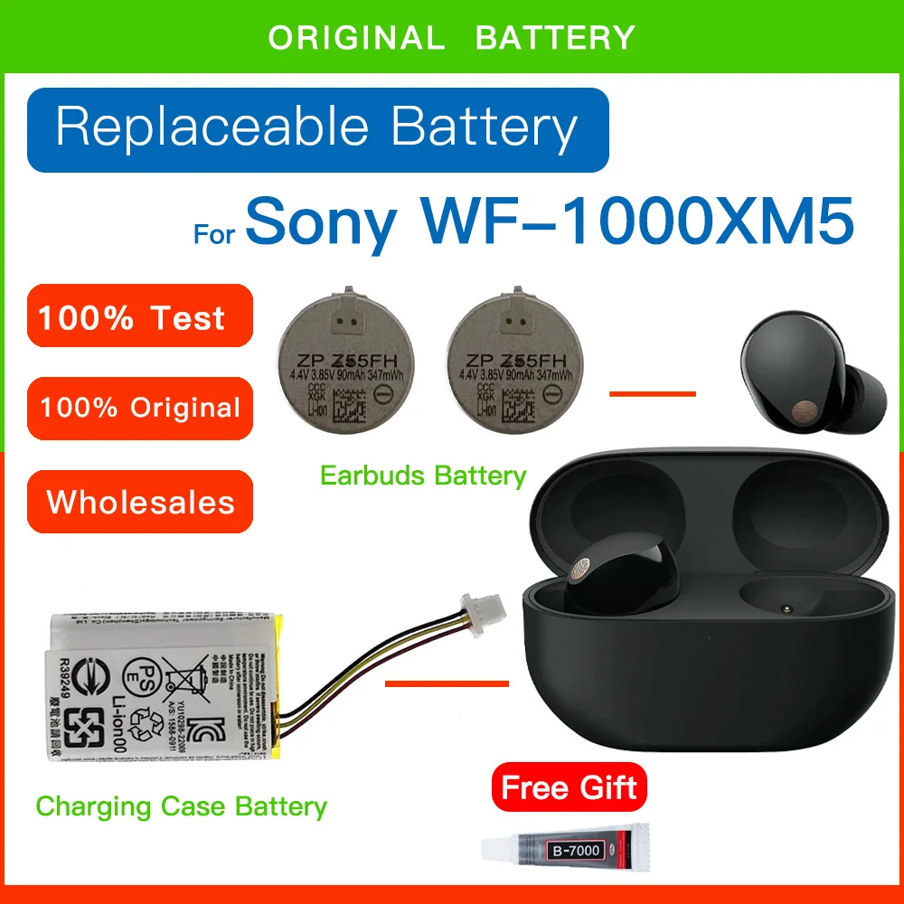 Оригинальный аккумулятор ZeniP Z55FH 3 85 В 90 мАч для SONY WF-1000XM5 1000XM5 XM5 Bluetooth-наушники