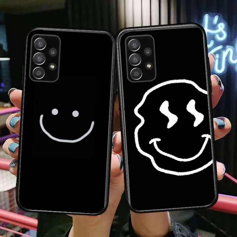 

Fashion Simple Smile Phone Case Hull For Samsung Galaxy A70 A50 A51 A71 A52 A40 A30 A31 A90 A20E 5G a20s Black Shell Art Cell Co