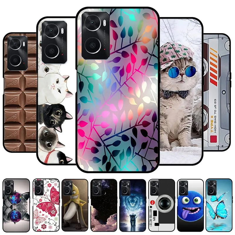 

TPU Cover For Oppo A36 4G A76 A96 4G Case Silicone Soft Cat Phone Case for Oppo K10 4G Case Black Cover for Realme 9i Funda Capa