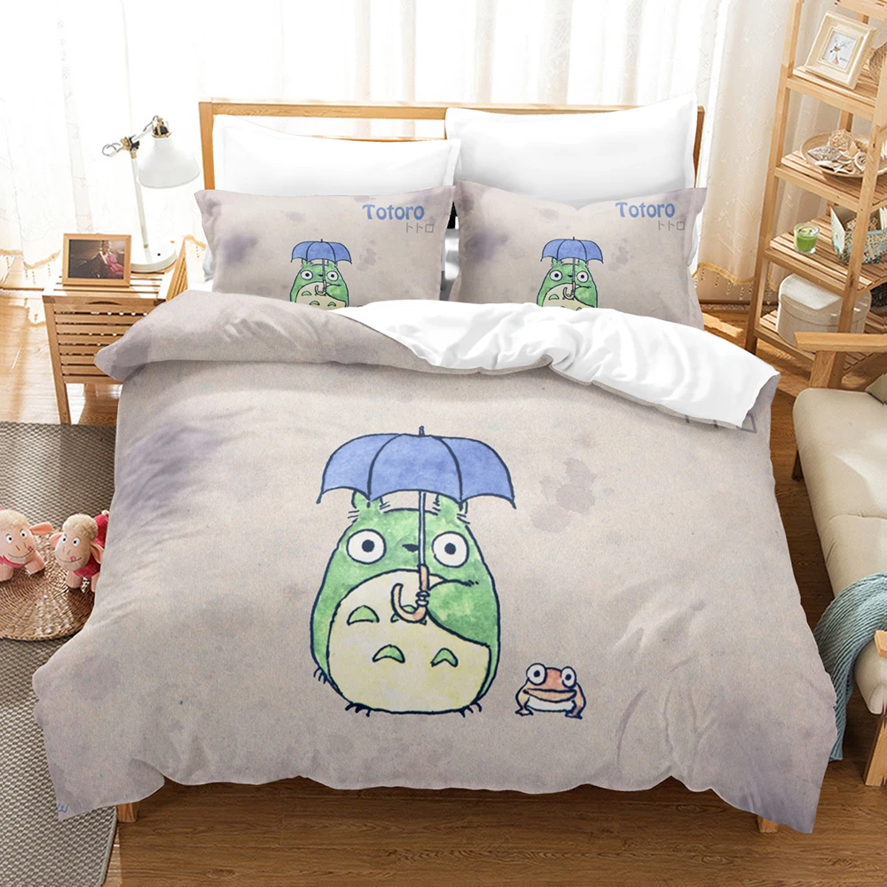 

My Neighbor Totoro Bedding Set Single Twin Full Queen King Size Kawaii Bed Set Aldult Kid Bedroom Duvetcover Sets 3D Print 037
