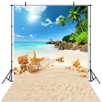 neoback sea beach sand cloudy blue sky scene summer photography backdrop for photo studio tropical palms coconut tree background