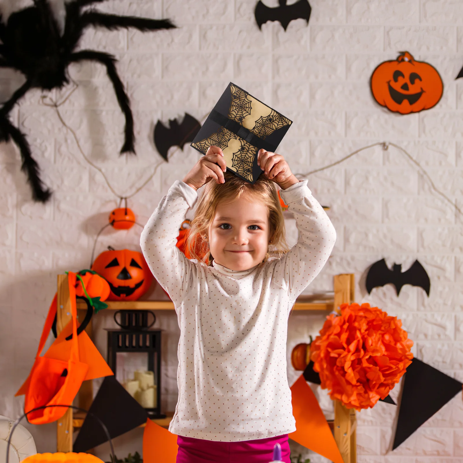 10 шт. пригласительные открытки на Хэллоуин с бантом осенние украшения для дома